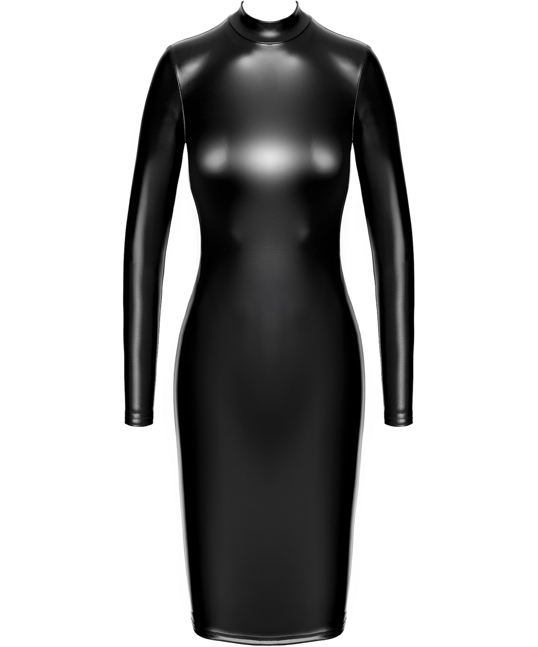 Noir Handmade Kink Royal F371 melna mugurpusē caurspīdīga kleita