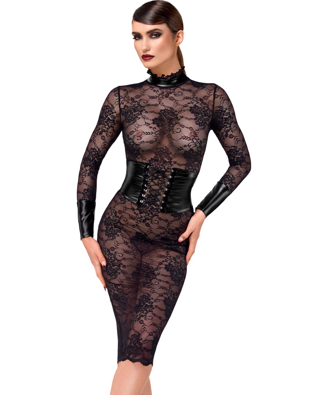 Noir Handmade Kink Royal F375 black lace dress with cincher