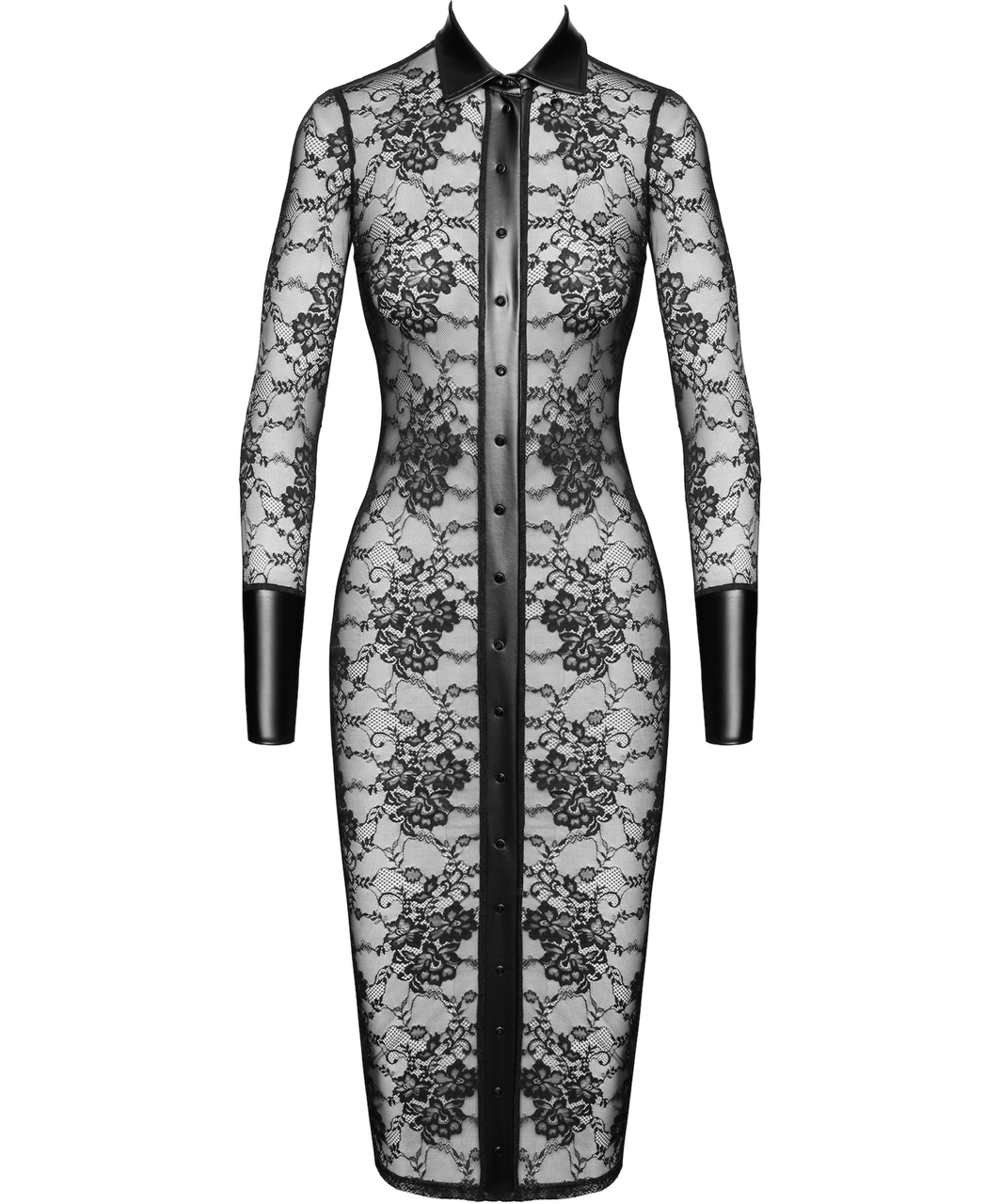Noir Handmade Kink Royal F376 melna mežģīņu kleita