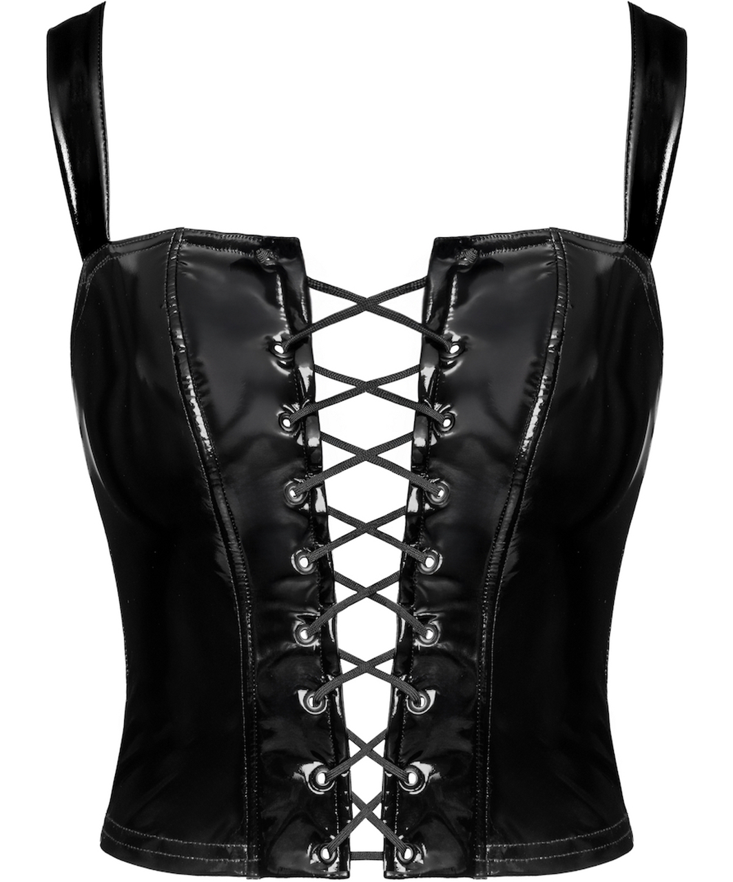 Noir Handmade Kink Royal F379 melna krūšturkorsete ar šņorējumu