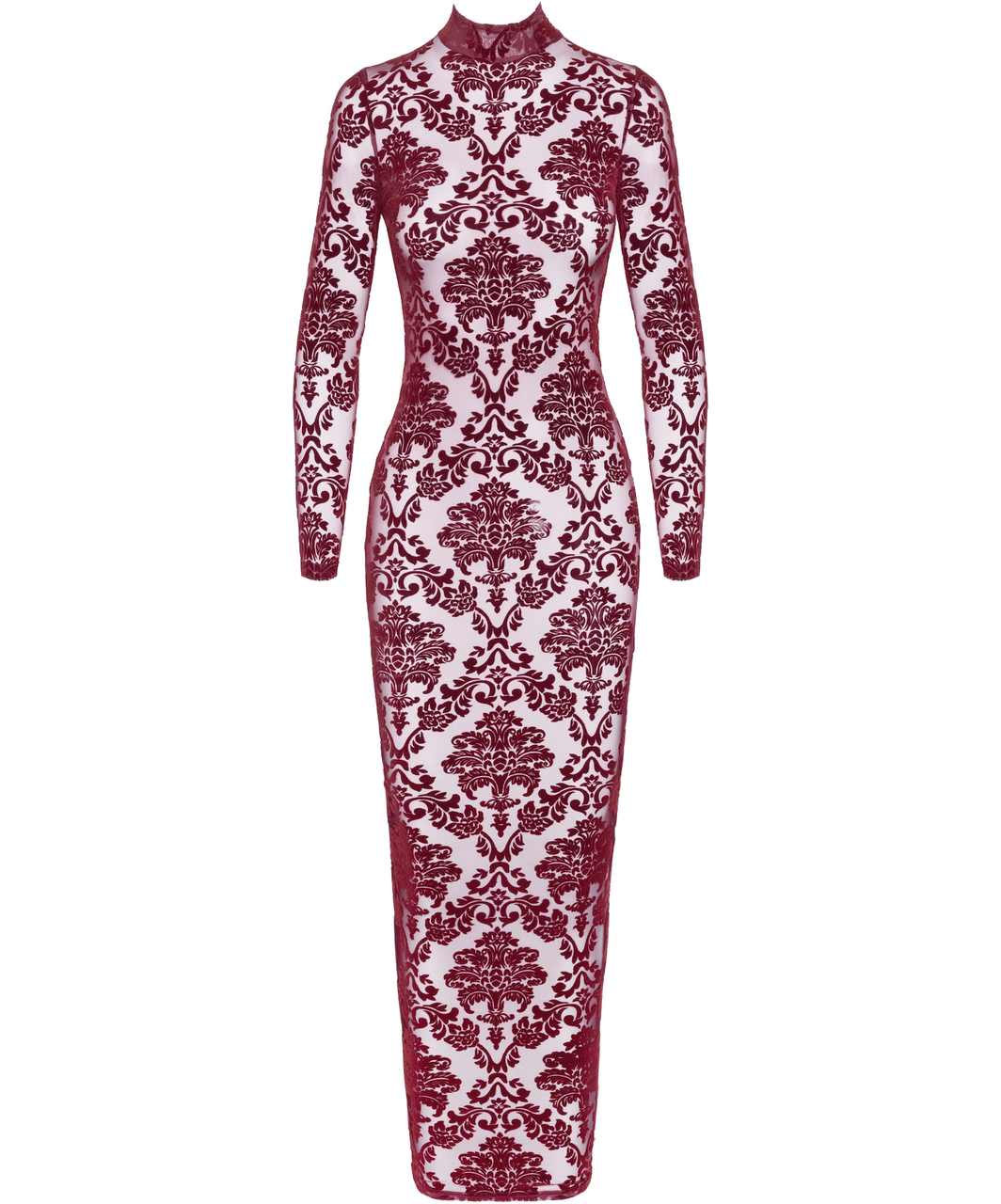 Noir Handmade Kink Royal F383 burgundy sheer mesh dress