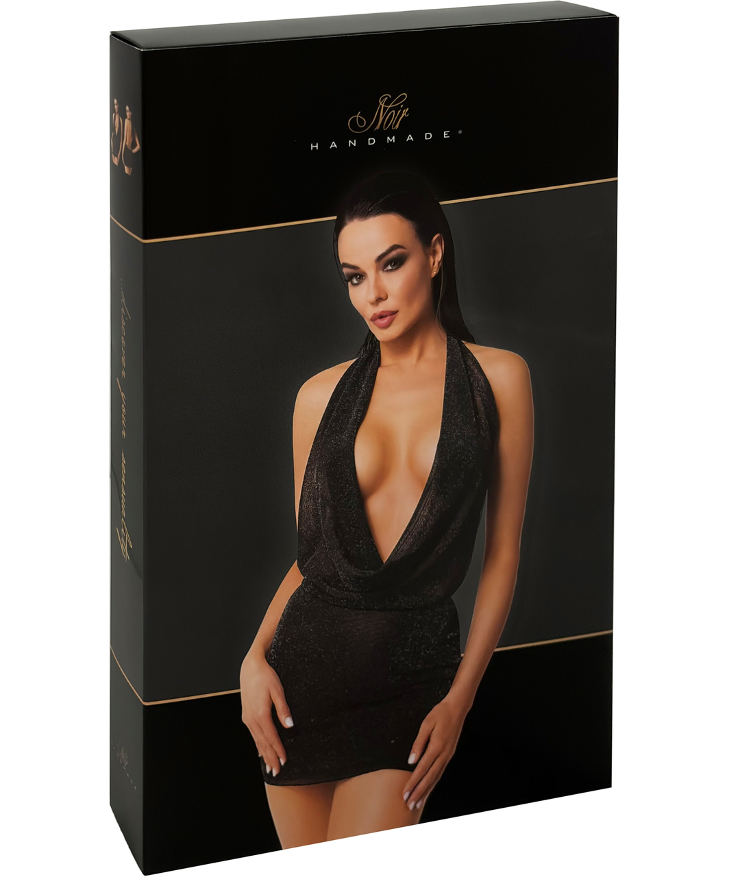 Noir Handmade Orgia F351 juoda blizgių mini suknelė