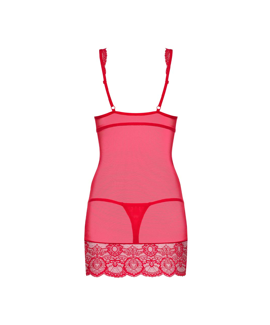 Obsessive Red Mesh Chemise with Lace