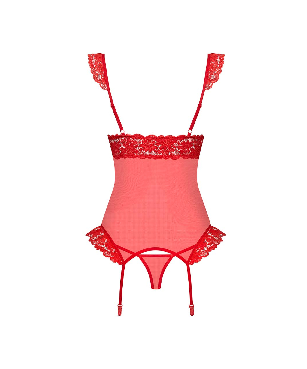 Obsessive Red Sheer Mesh Basque with String