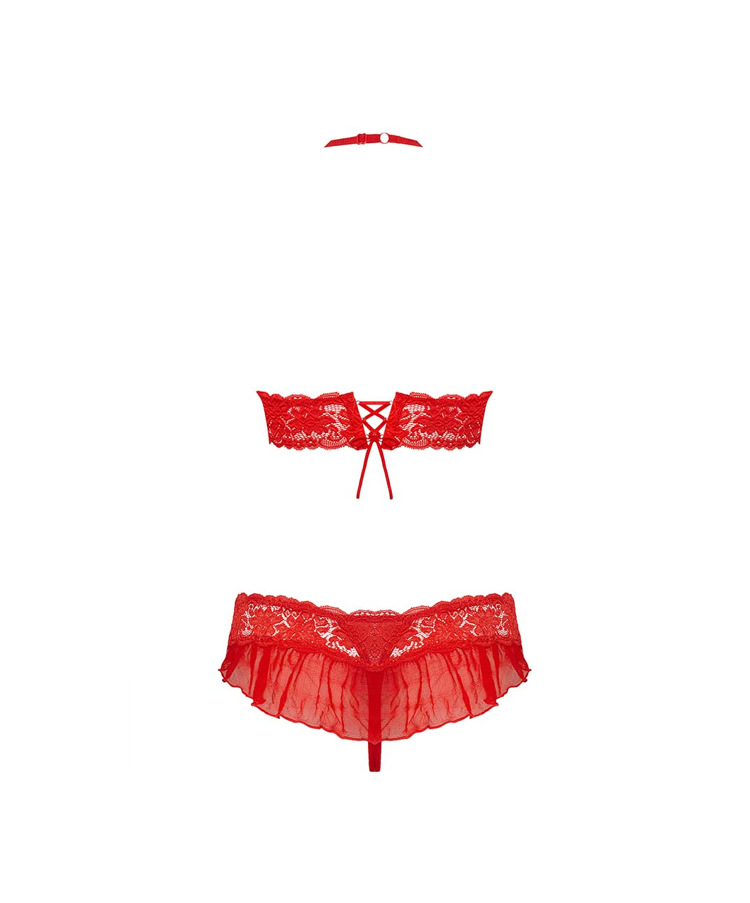 Obsessive red two-piece lingerie set with frills