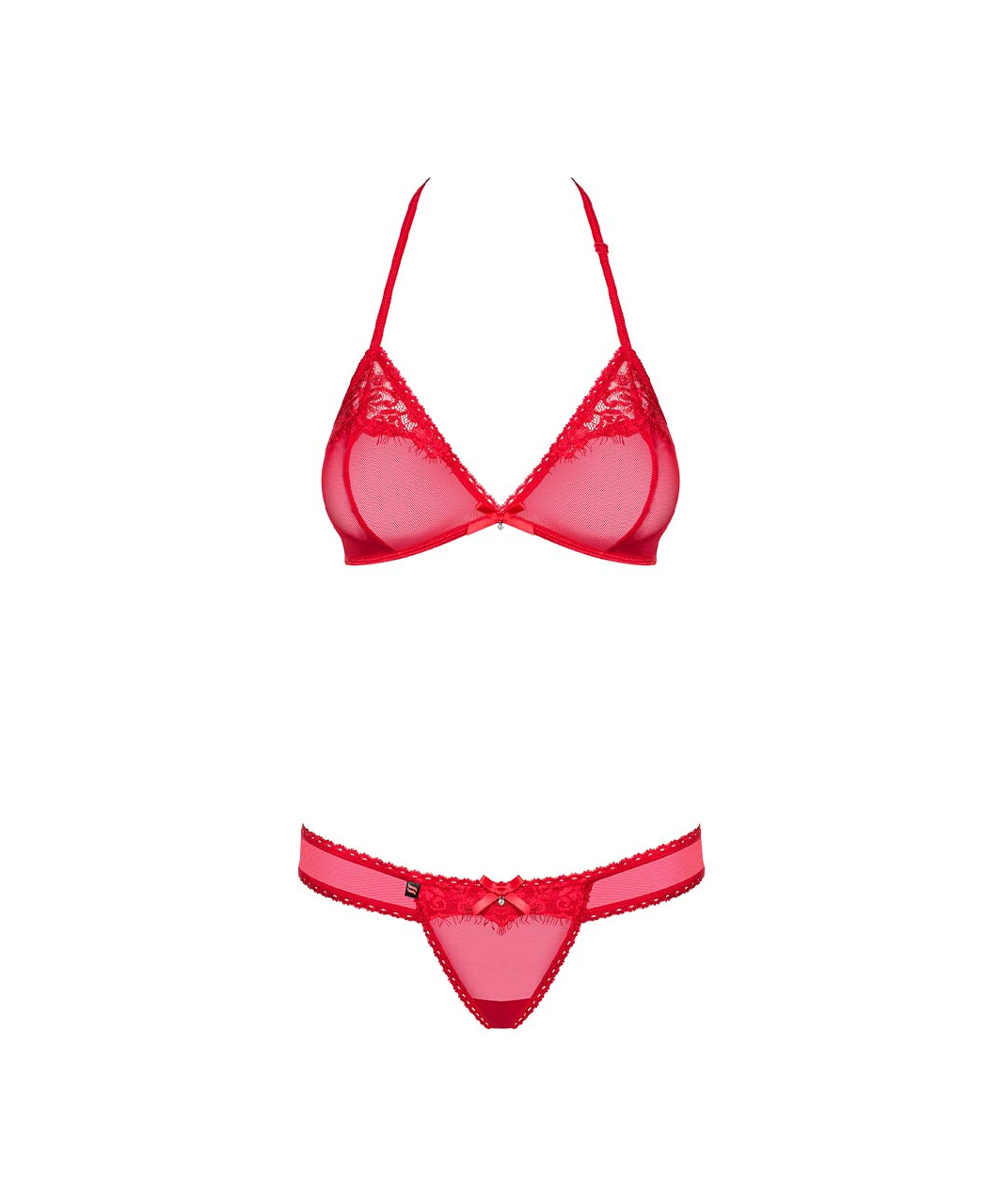 Obsessive red sheer mesh lingerie set