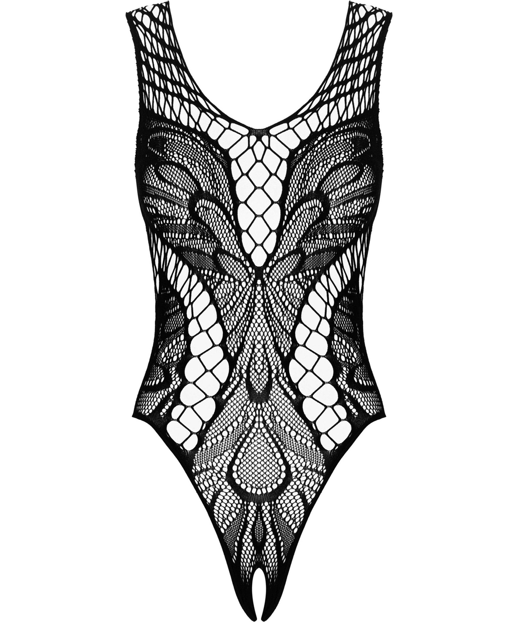 Obsessive black crotchless bodysuit