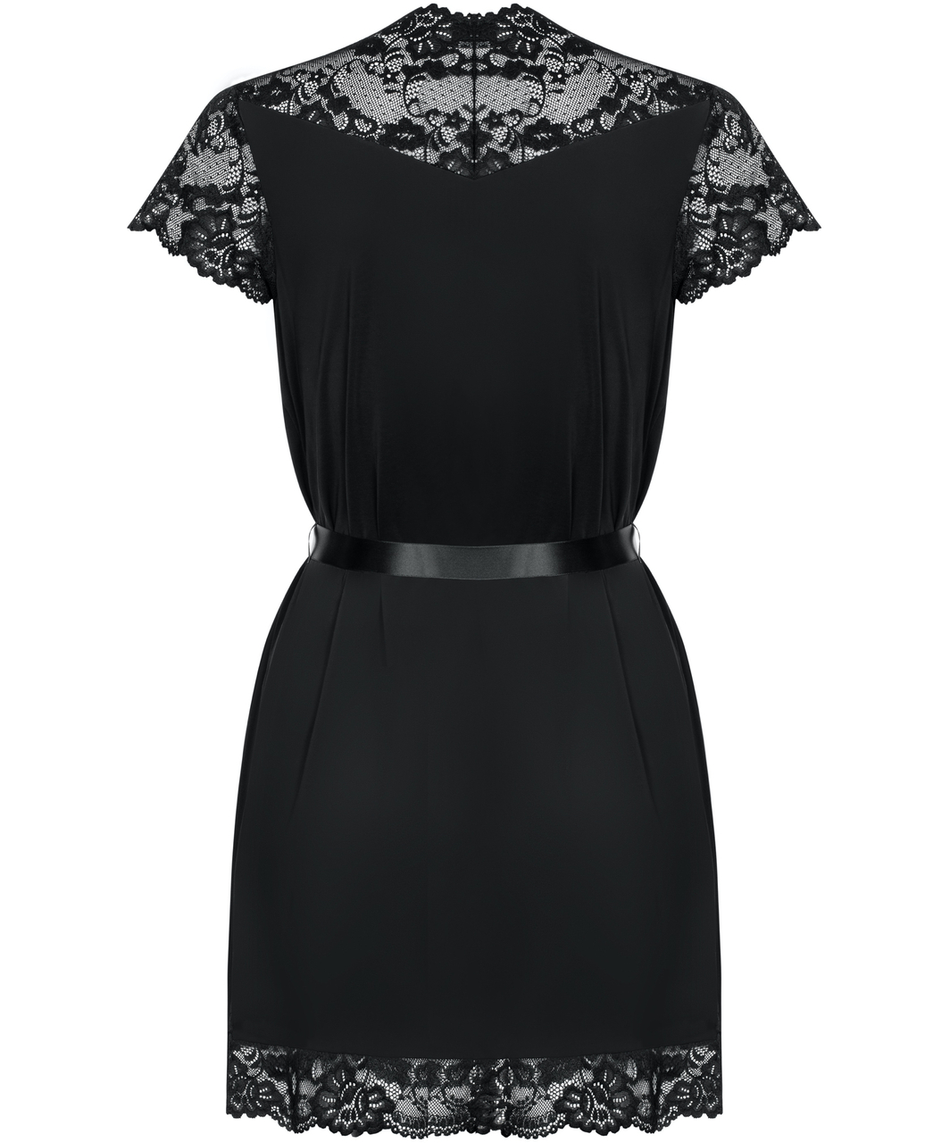 Obsessive musta pitsinen seksikäs aamutakki