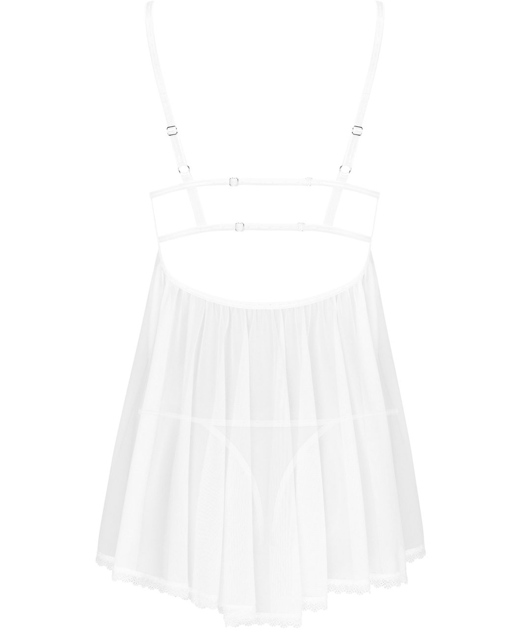 Obsessive Heavenlly valgest läbipaistvast tüllist babydoll-kleit
