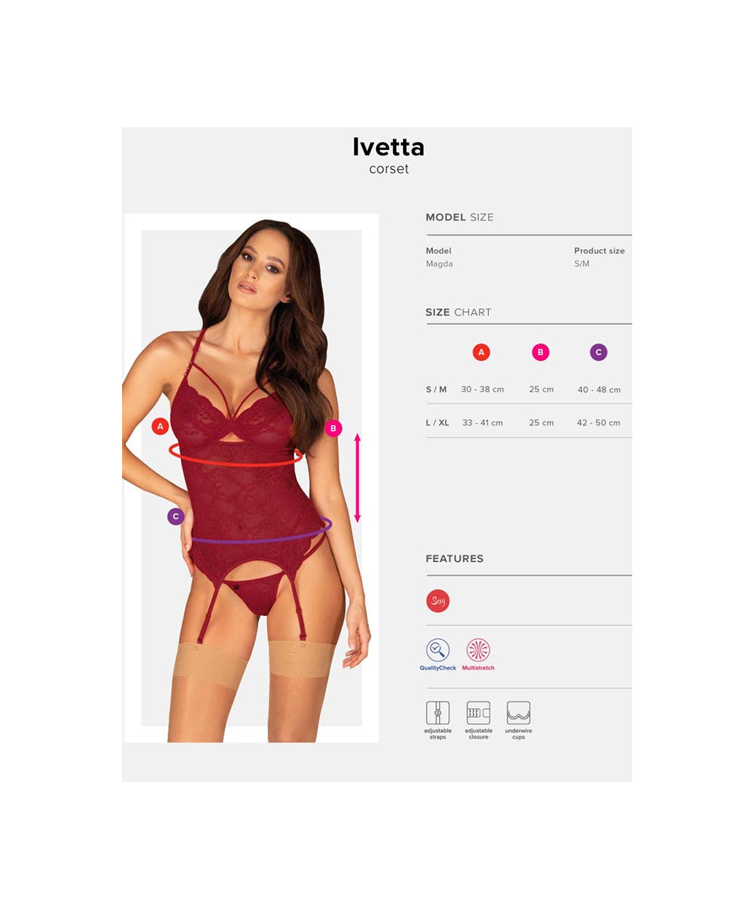 Obsessive Ivetta red lace basque with string