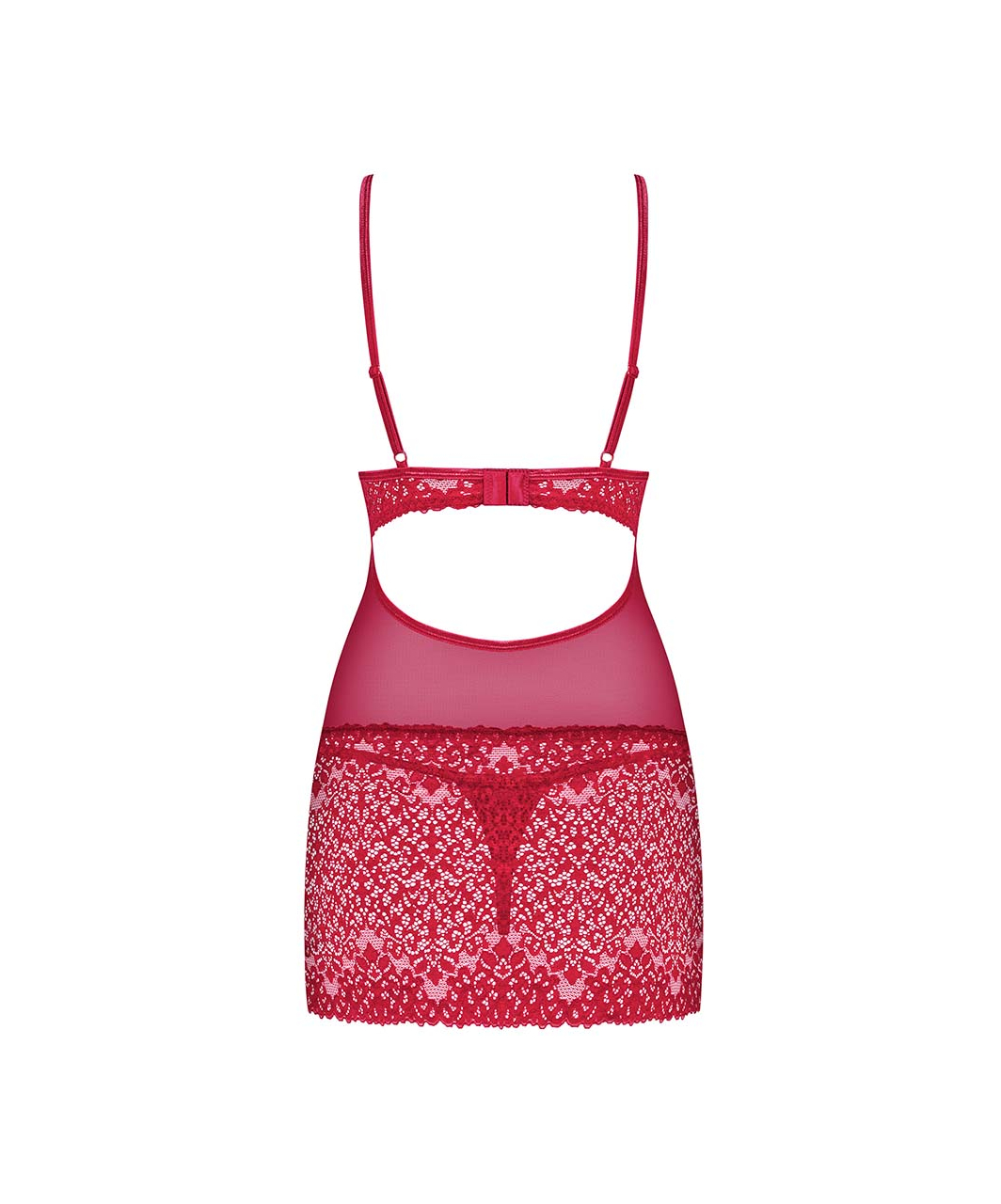 Obsessive Lividia Red Sheer Chemise with Lace