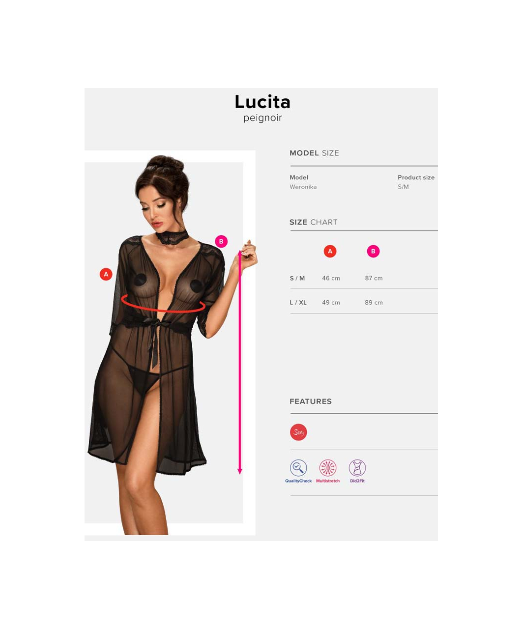 Obsessive Lucita black peignoir & lace choker