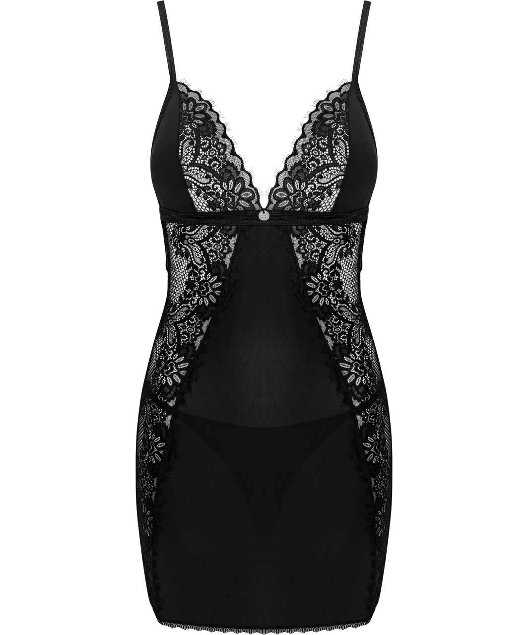 Obsessive Maderris black chemise with lace inserts