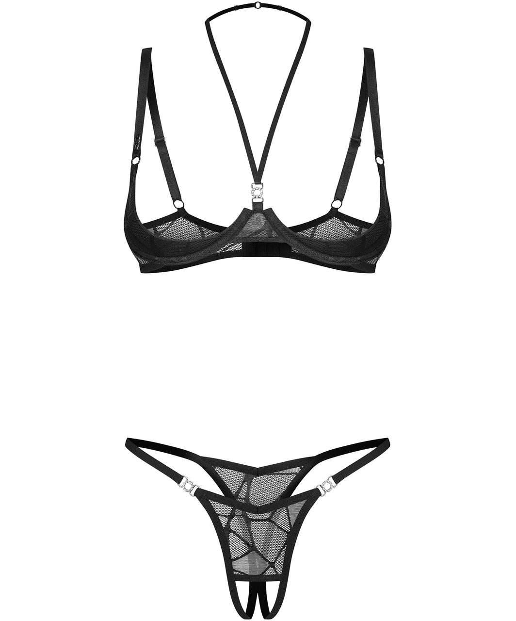 Obsessive Olianna juodų atvirų apatinių komplektas