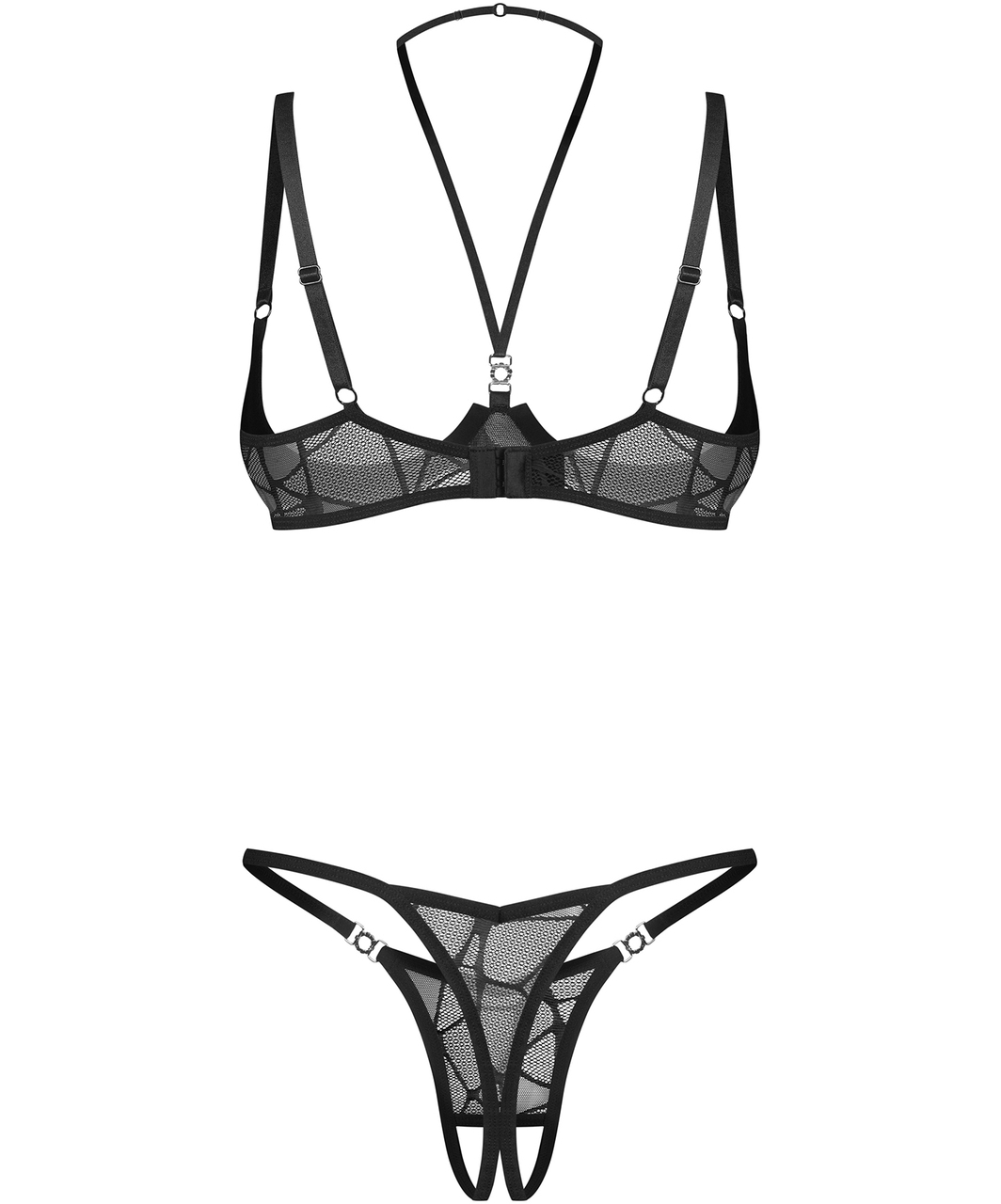 Obsessive Olianna juodų atvirų apatinių komplektas