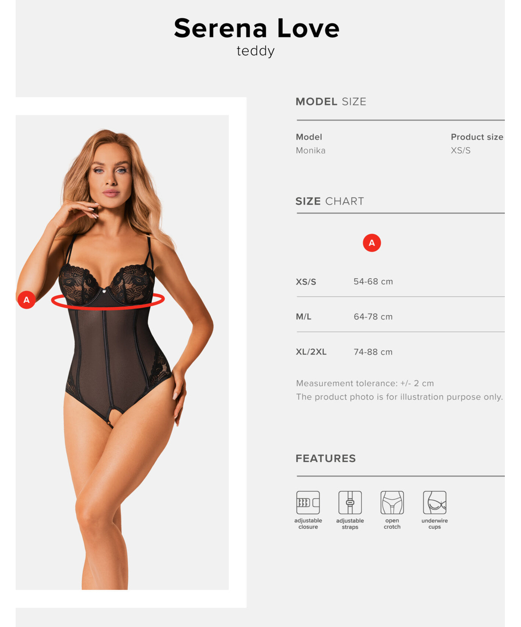 Obsessive Czarne body bez krocza Serena Love