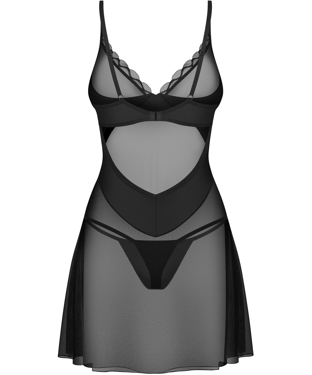 Obsessive Stelisa mustast läbipaistvast tüllist öösärk