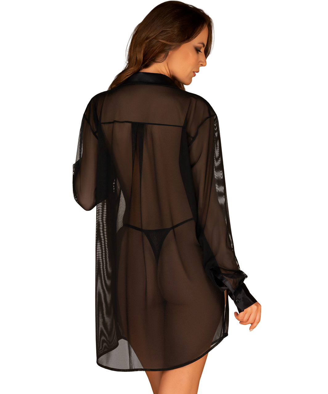 Obsessive Stellya black sheer mesh dressing gown