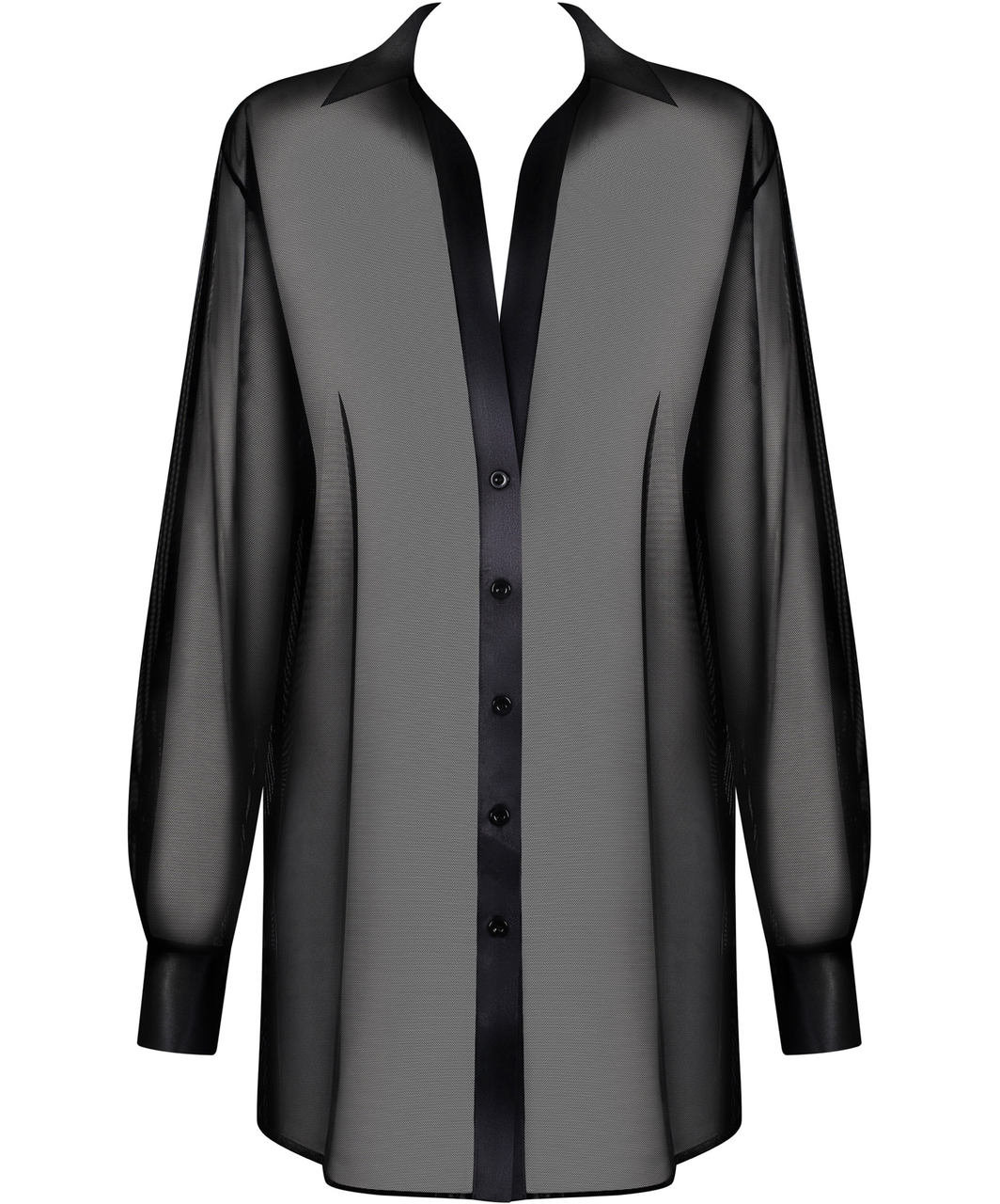 Obsessive Stellya черная прозрачная рубашка-неглиже