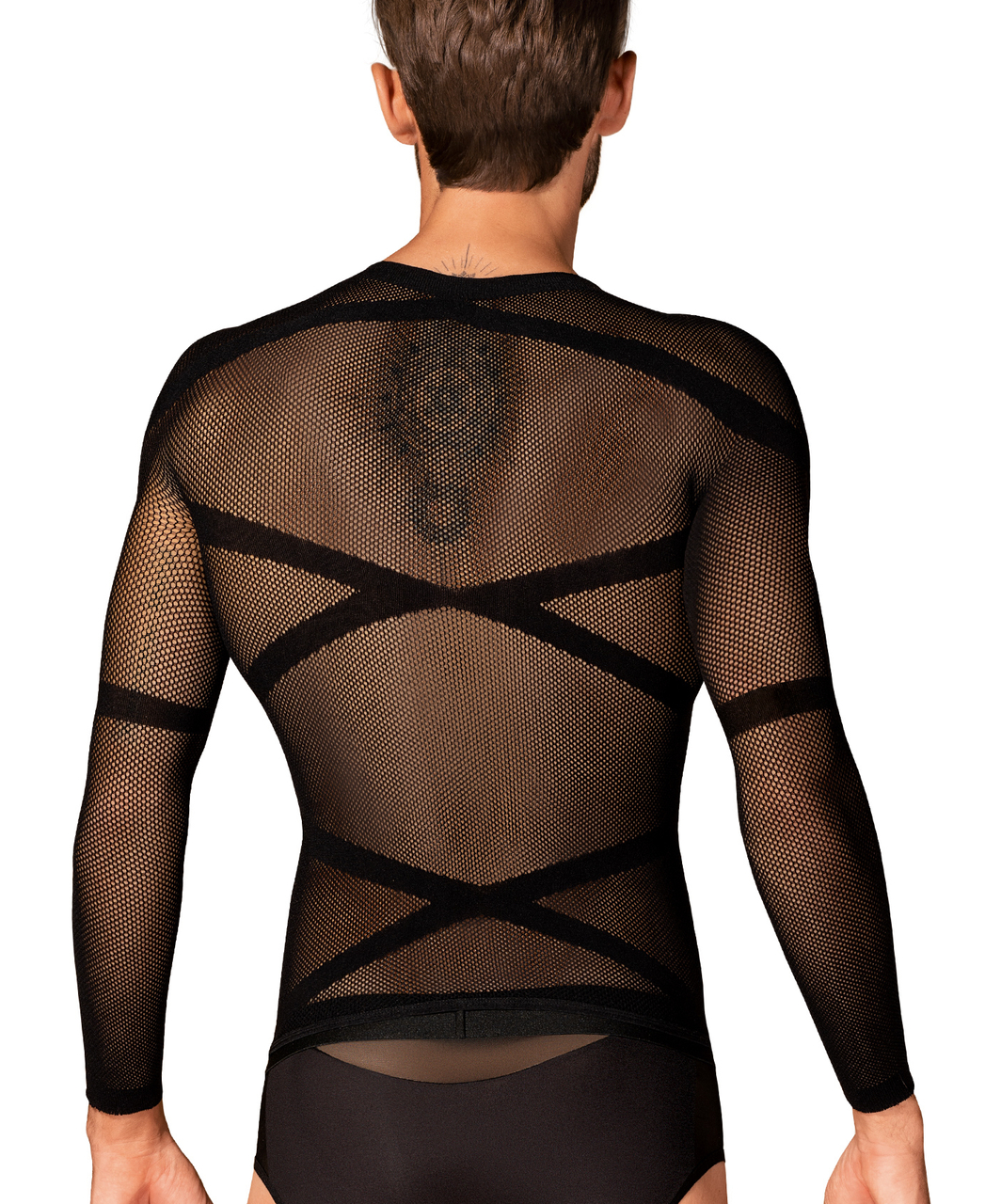 Obsessive black net tight shirt with sleeves