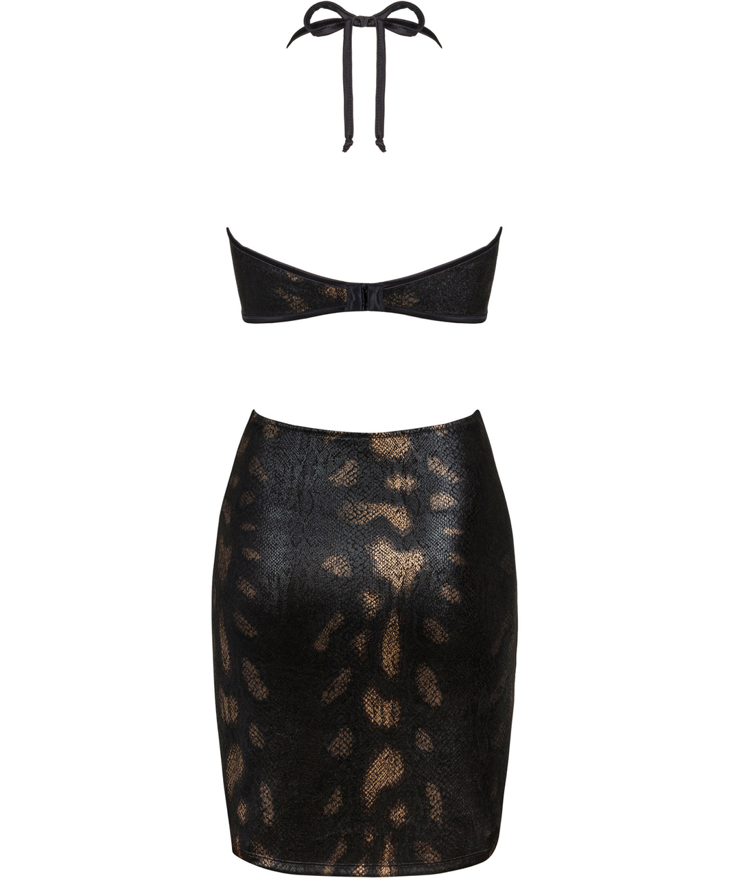 Obsessive Vivianty black shimmering snakeskin mini dress