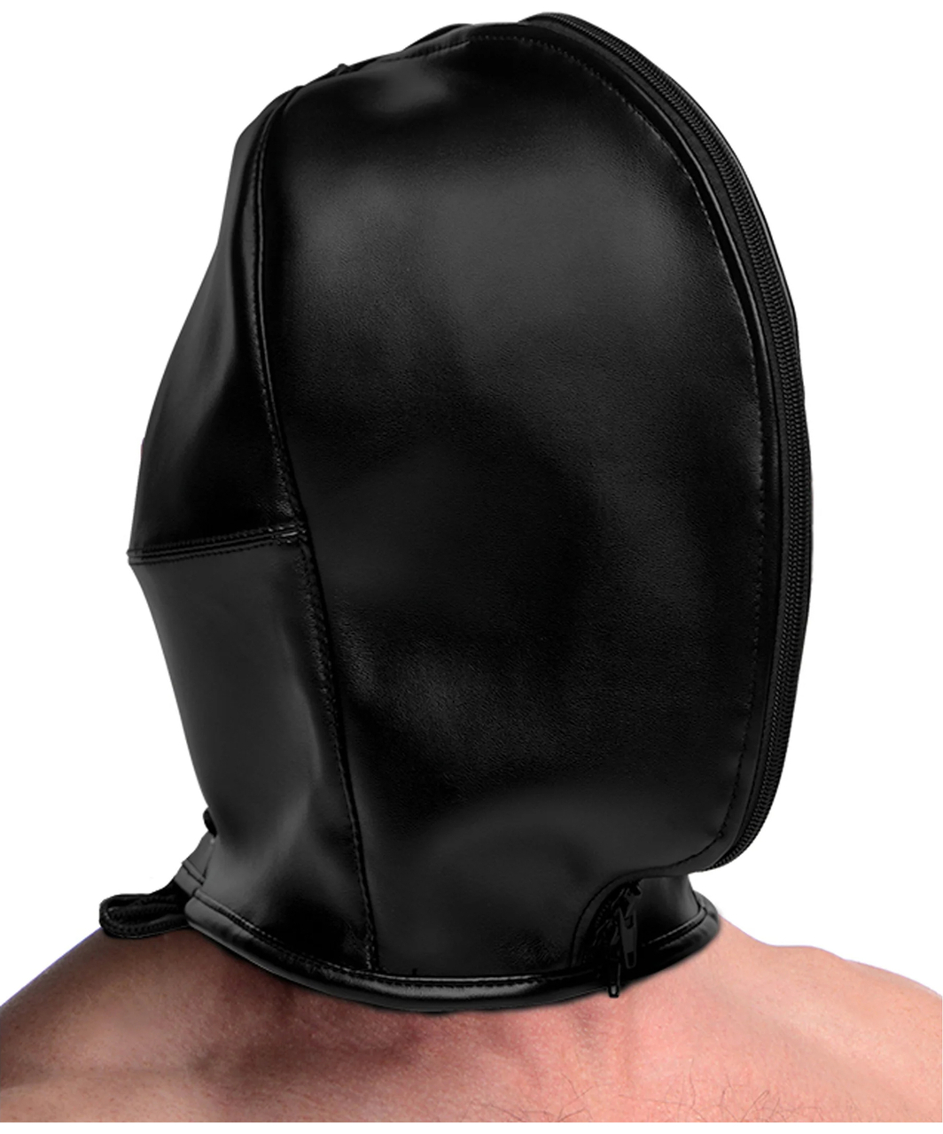 Ouch! black double hood mask with zipper & lacing