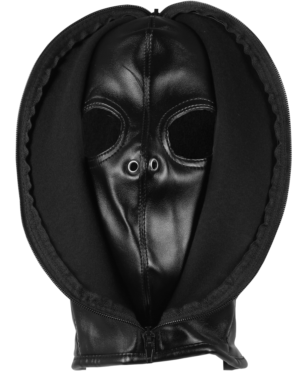 Ouch! black double hood mask with zipper & lacing