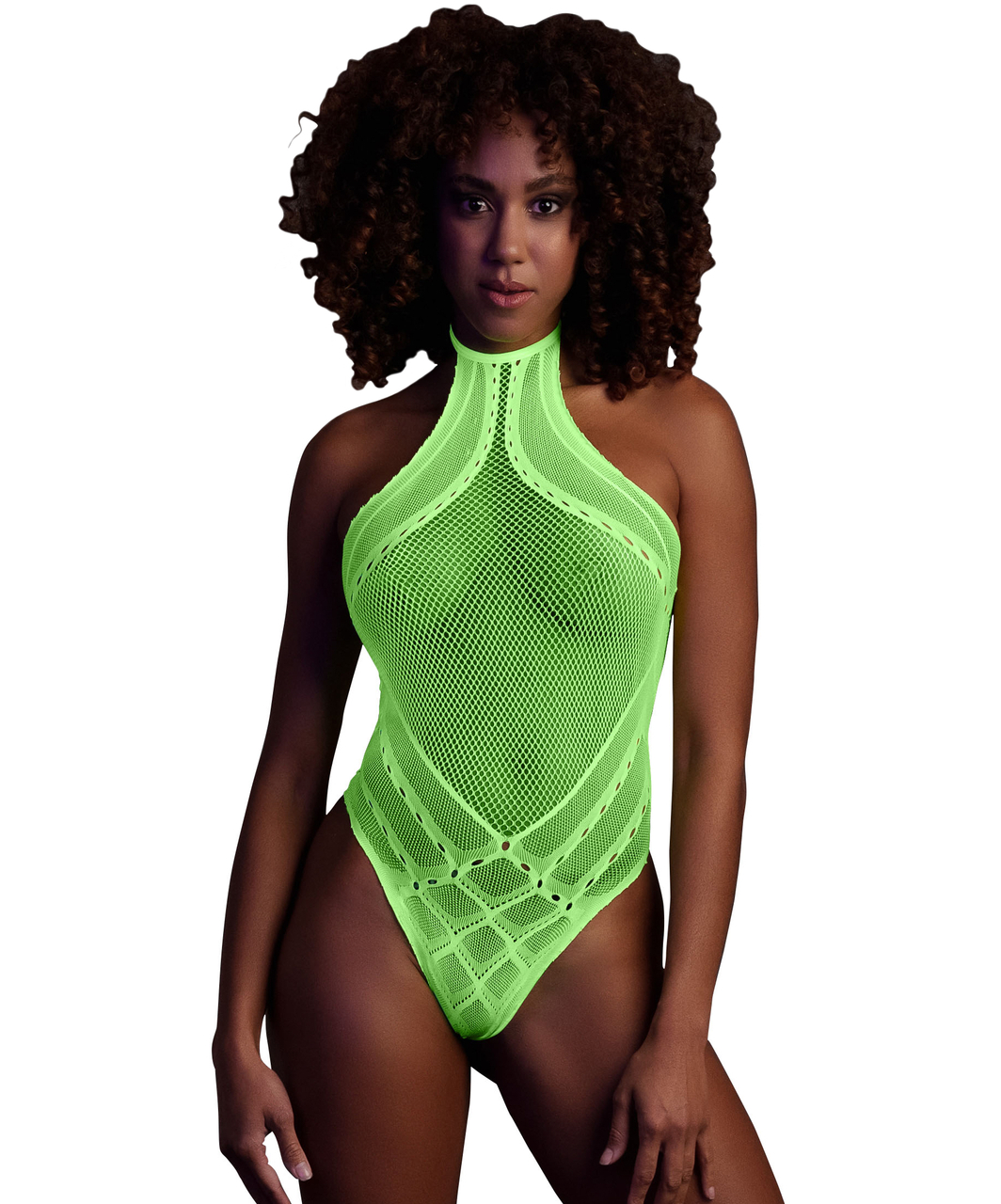 Ouch! Glow neon green net bodysuit