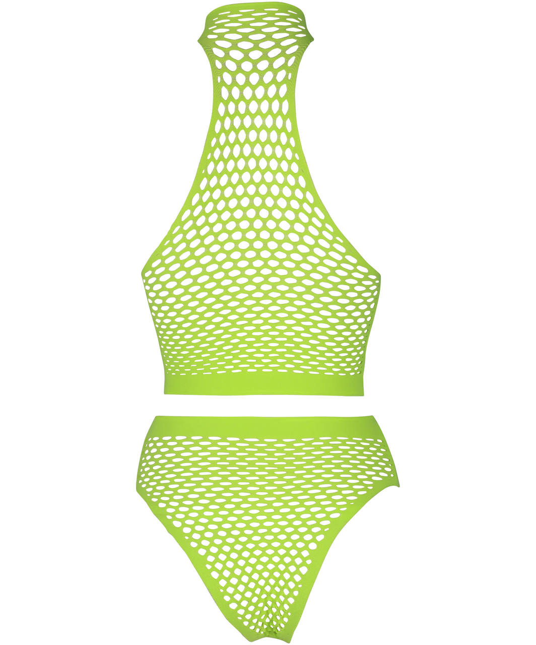 Ouch! Glow neon green net crop top & briefs