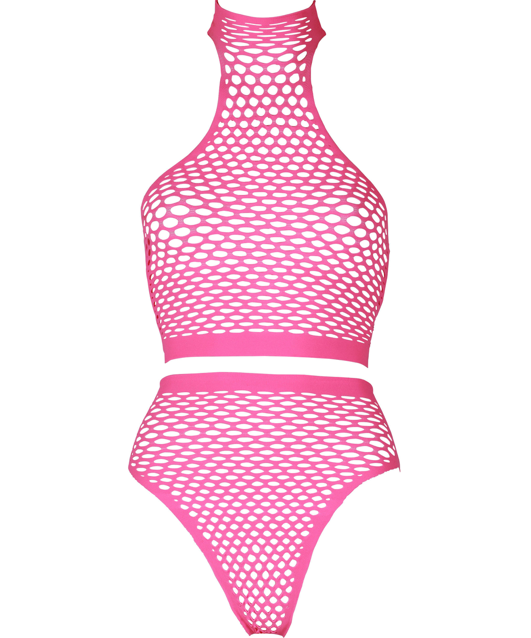 Ouch! Glow neon pink net crop top & briefs