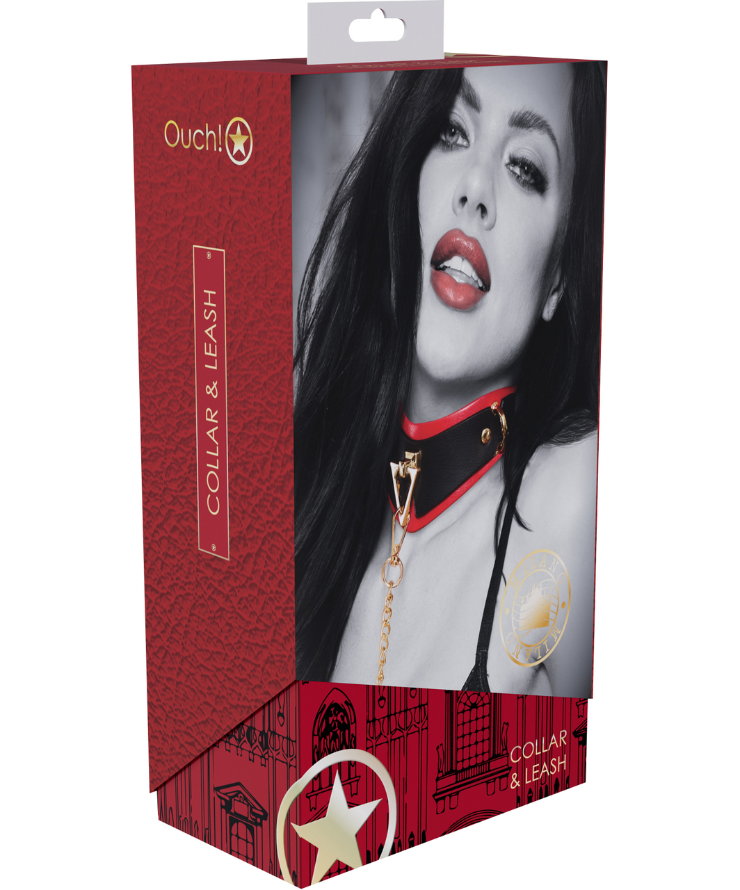 Ouch! Milan leatherette collar & chain leash