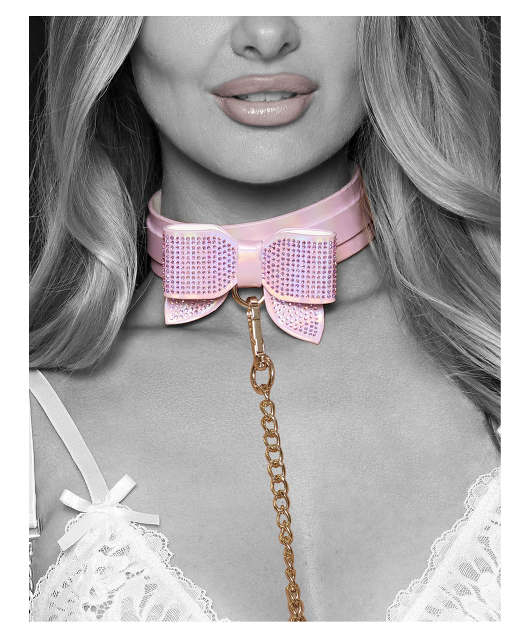 Ouch! Paris leatherette collar & chain leash