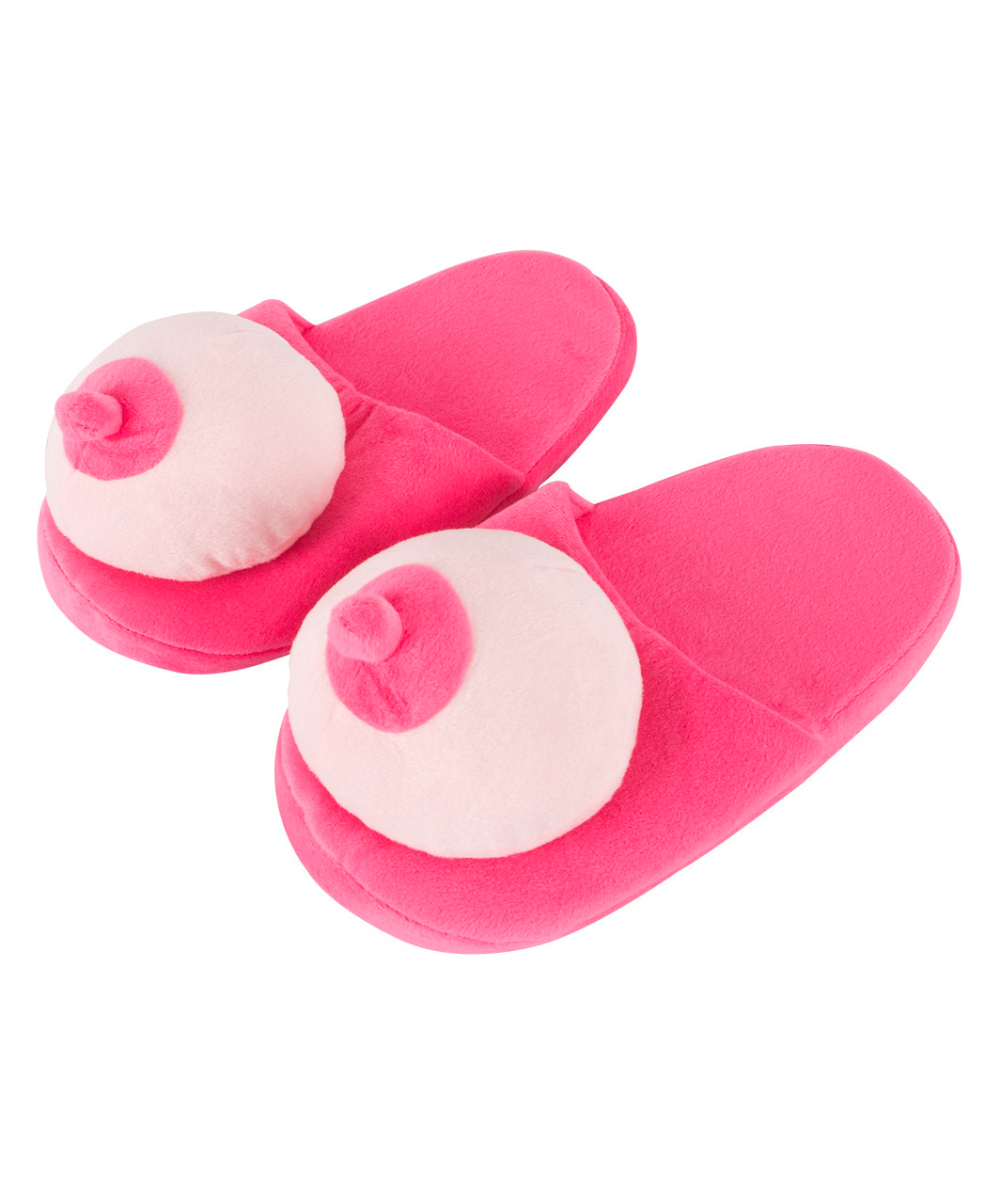 OV pink plush boob slippers