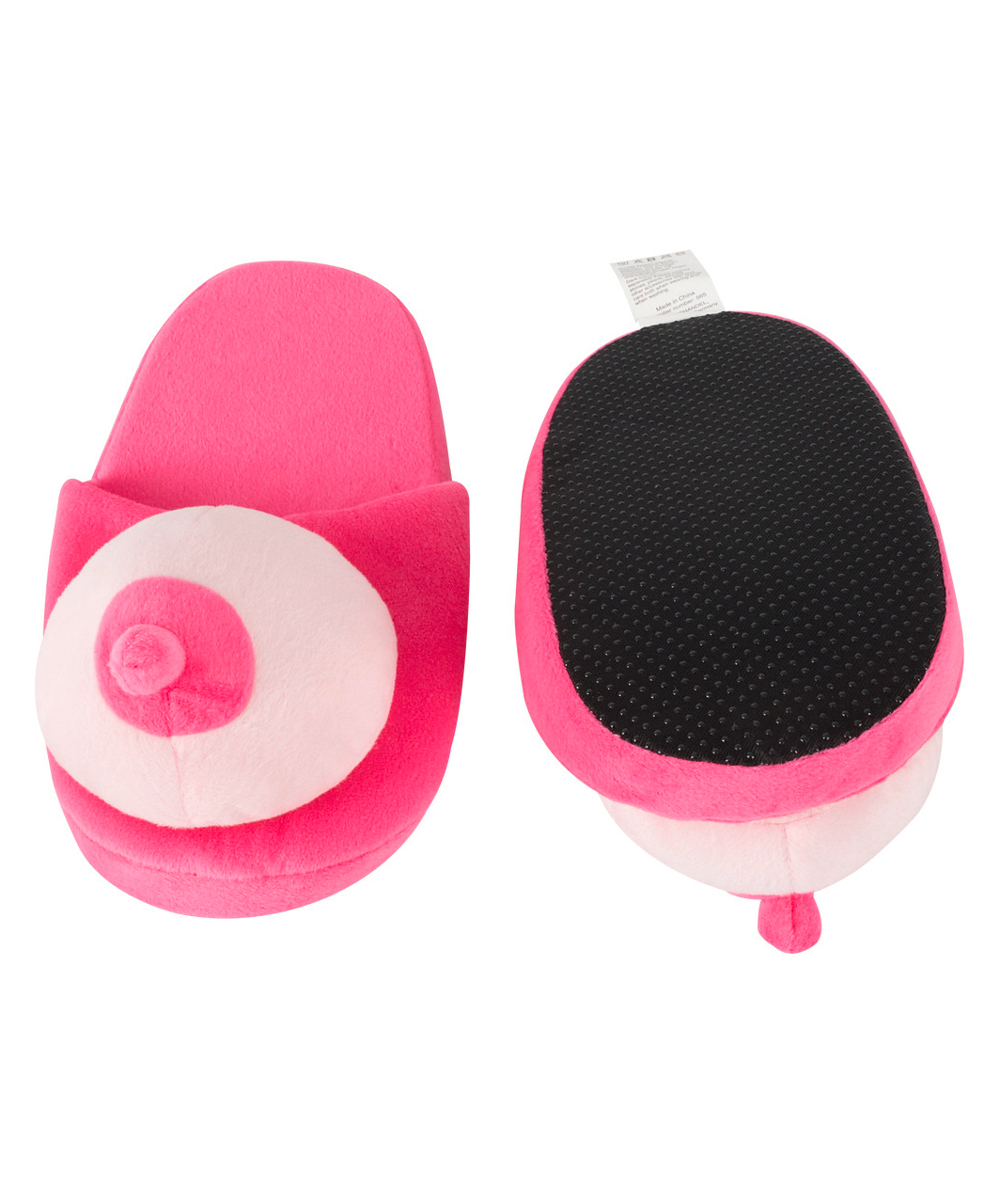 OV pink plush boob slippers