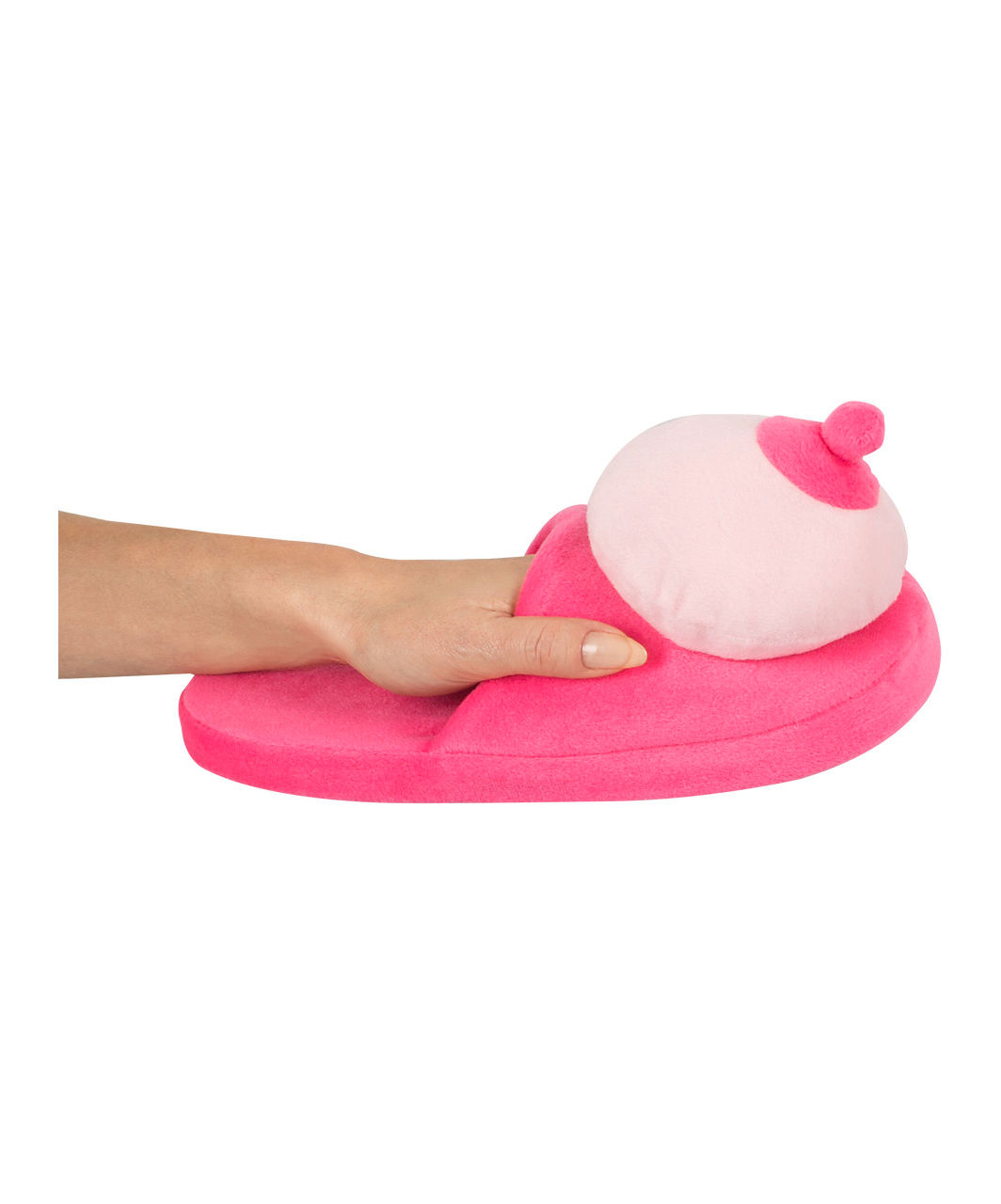 OV pink plush boob slippers