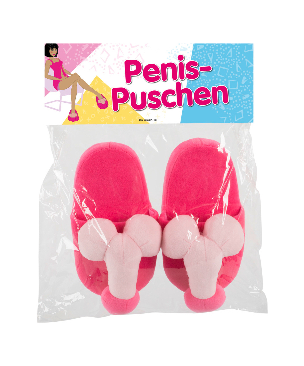 OV pink plush penis slippers