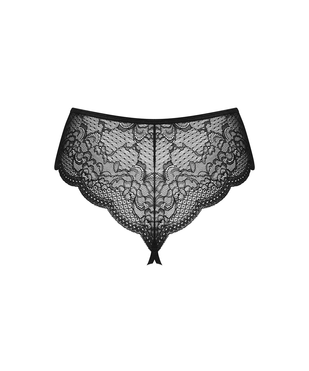 Obsessive Pearlove black lace crotchless thong