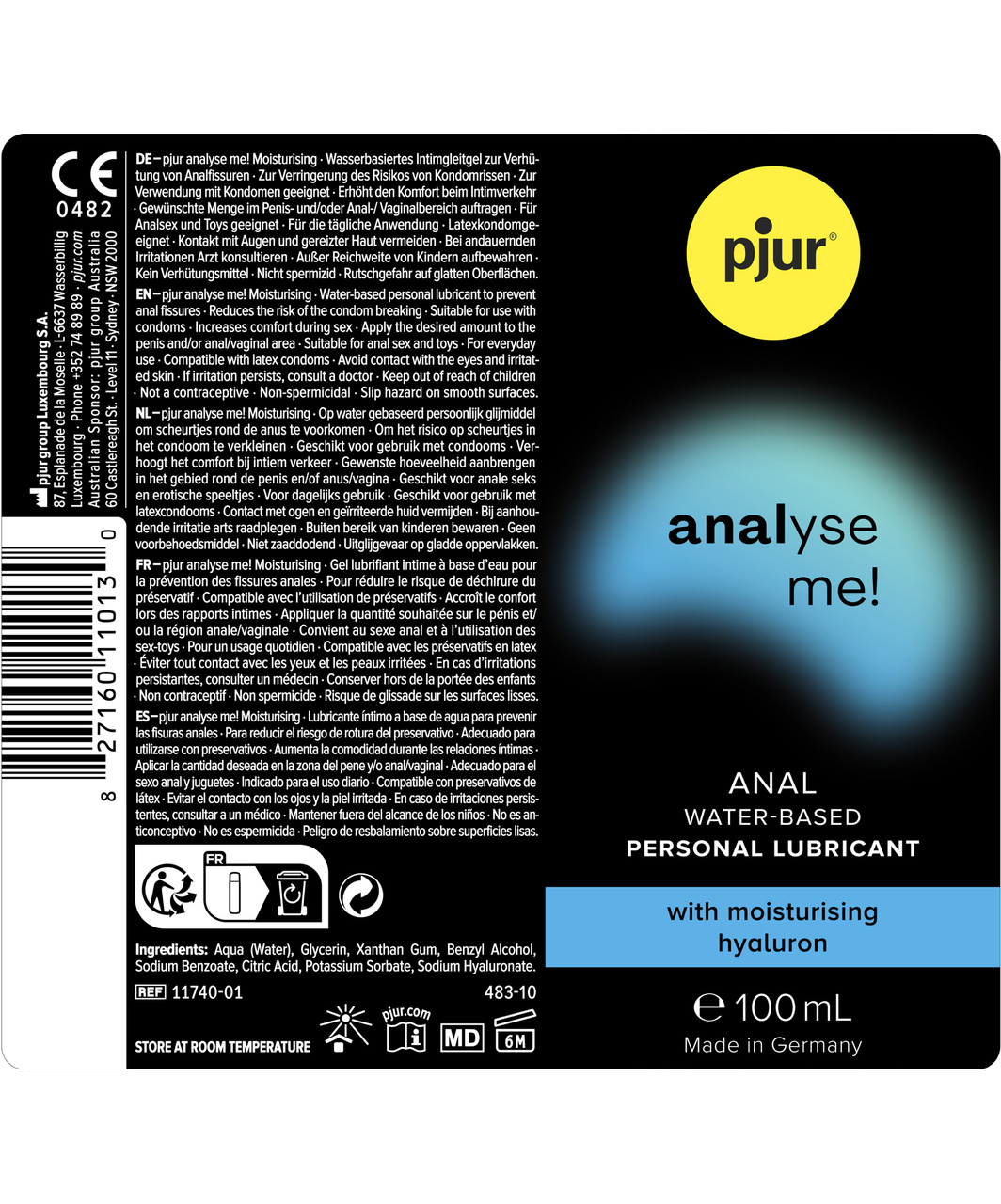 pjur analyse me! Moisturising vesipohjainen anaaliliukuvoide (30 / 100 / 250 ml)