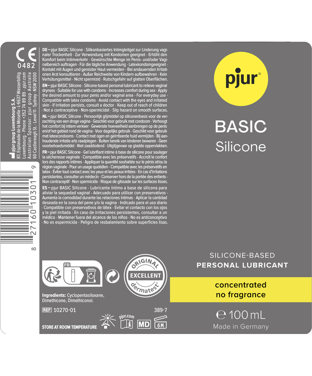 pjur Basic silikonipohjainen liukuvoide (100 / 250 ml)