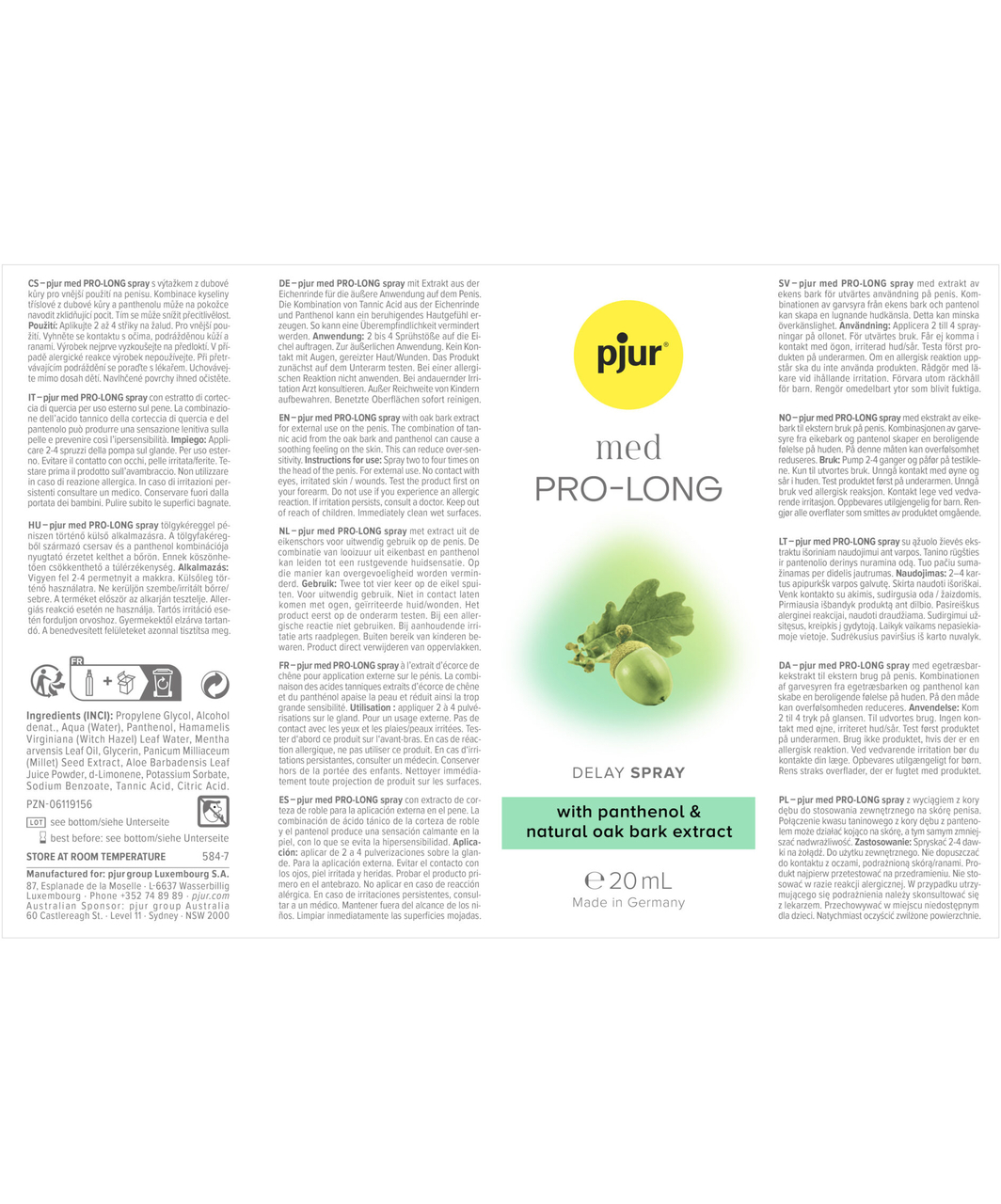 pjur med Pro-Long viivituspihusti (20 ml)