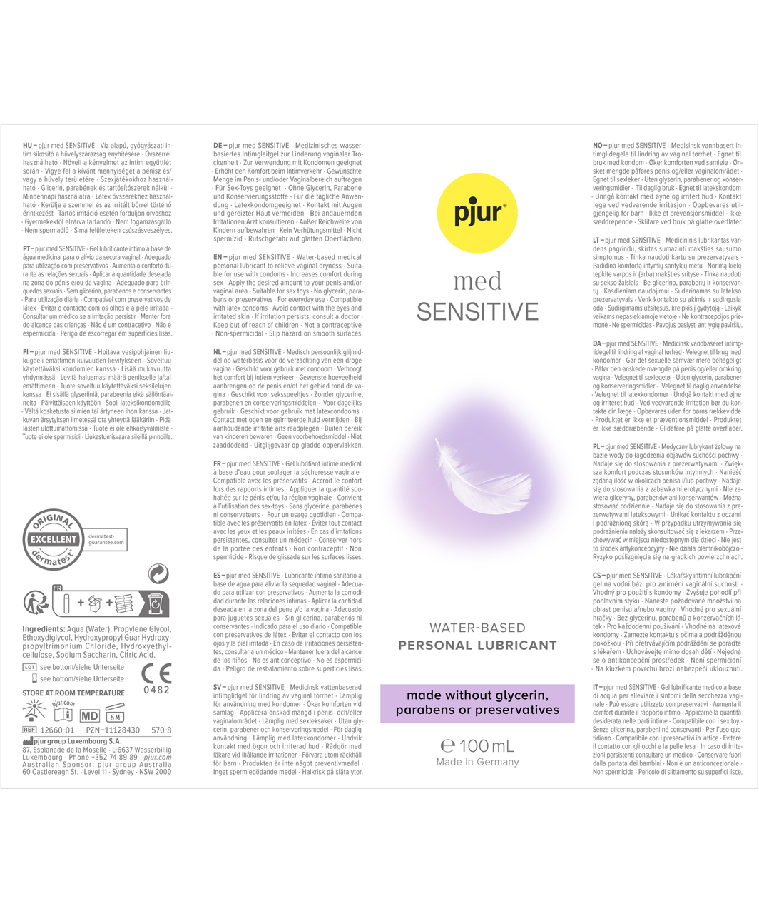pjur med Sensitive vandens pagrindu lubrikantas (100 ml)