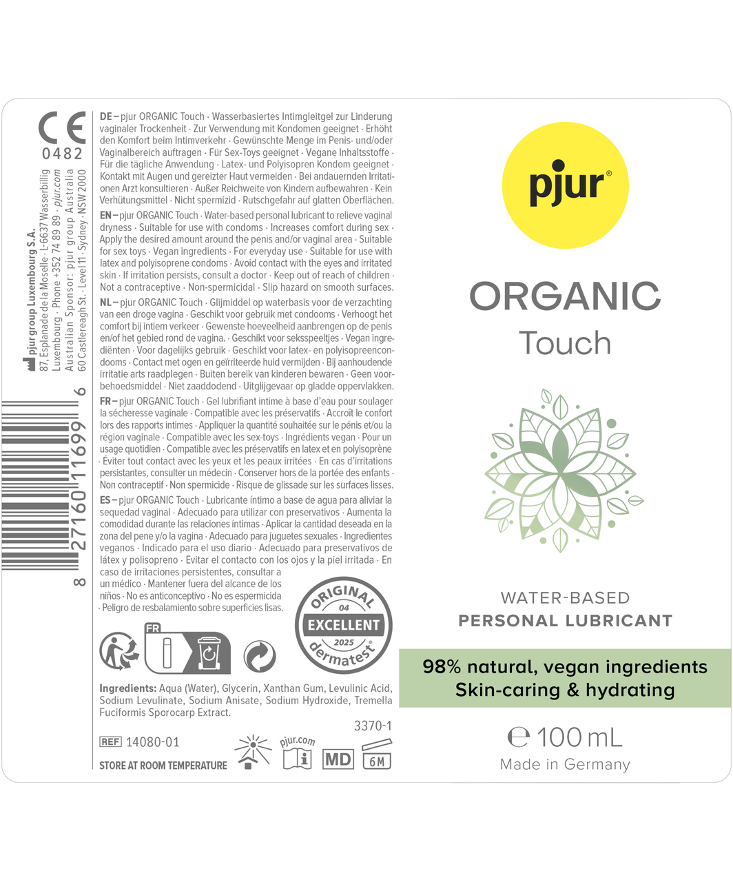 pjur Organic Touch ūdens bāzes lubrikants (100 ml)