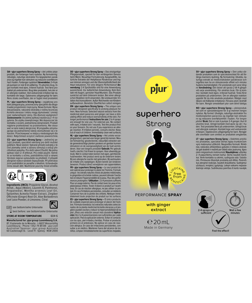 pjur Superhero Strong Peformance viivituspihusti (20 ml)