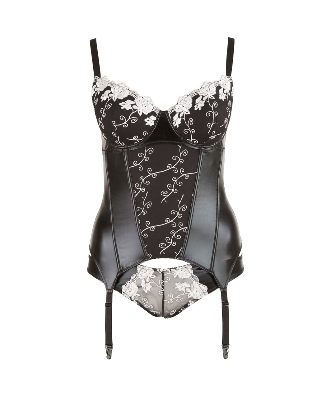 Cottelli Lingerie black wetlook corsage set