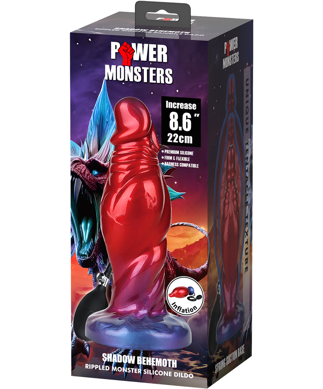 Power Monsters Behemoth nadmuchiwane dildo silikonowe