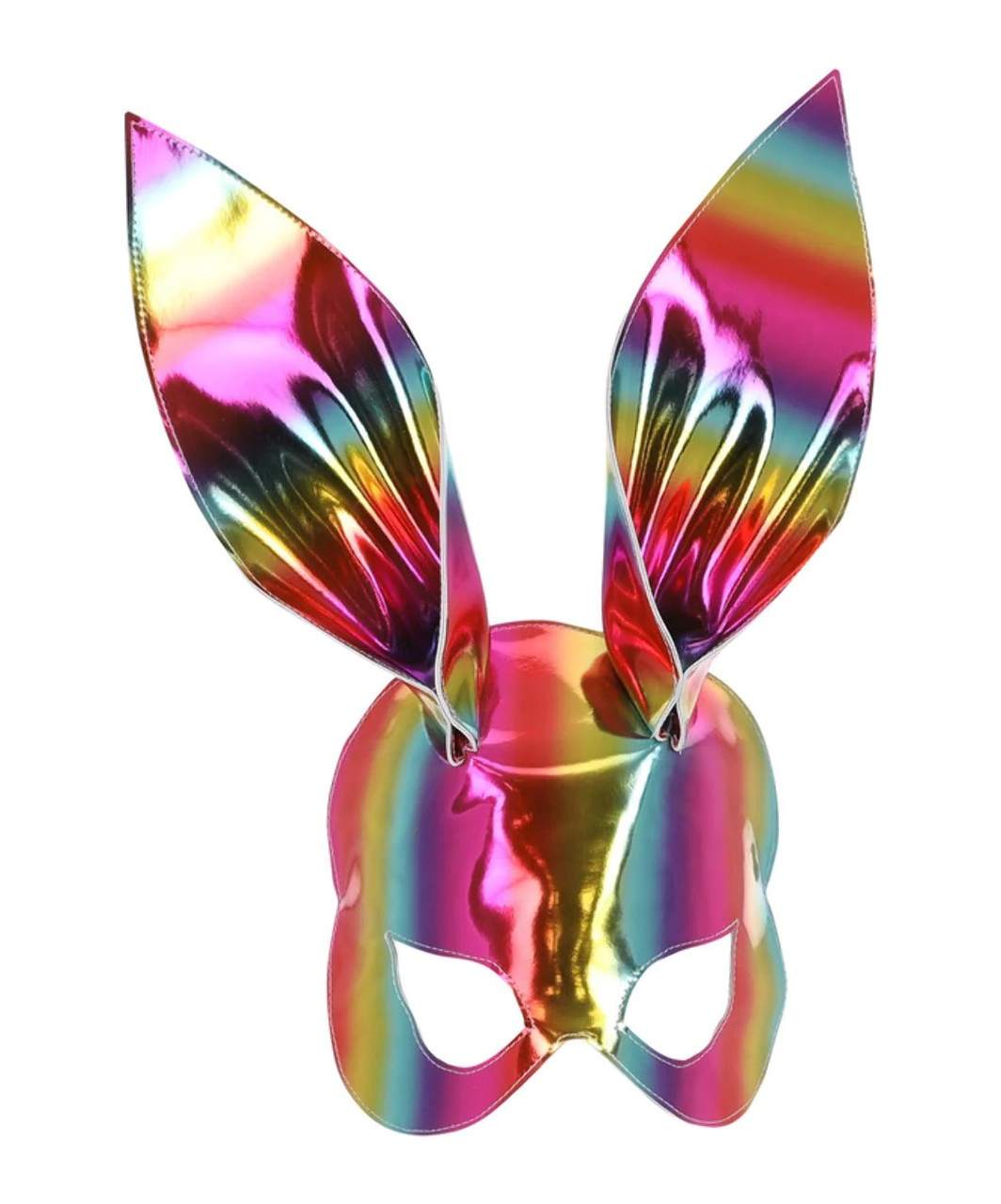 Rainbow Pride gleaming vinyl bunny mask