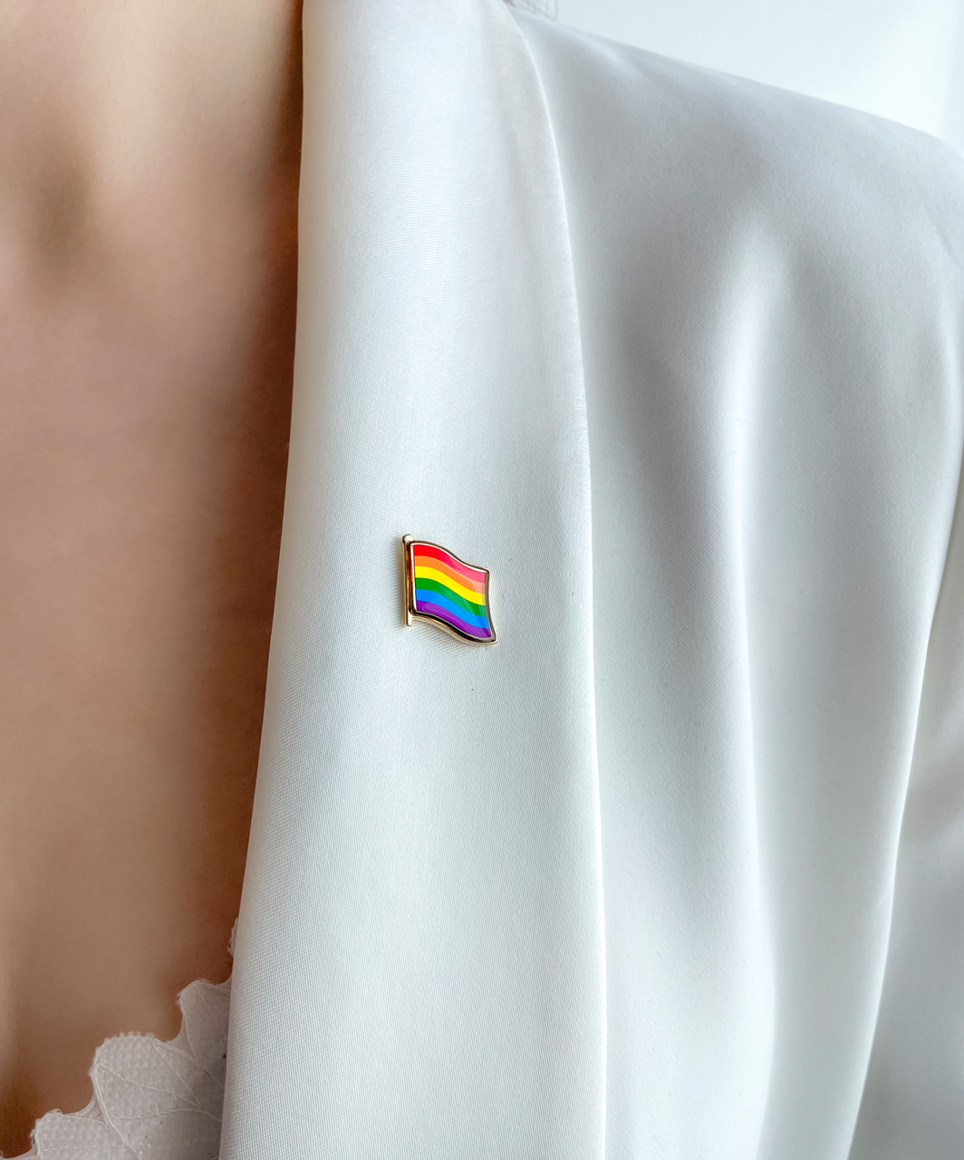 Rainbow Pride LGBT flag gloss enamel lapel pin