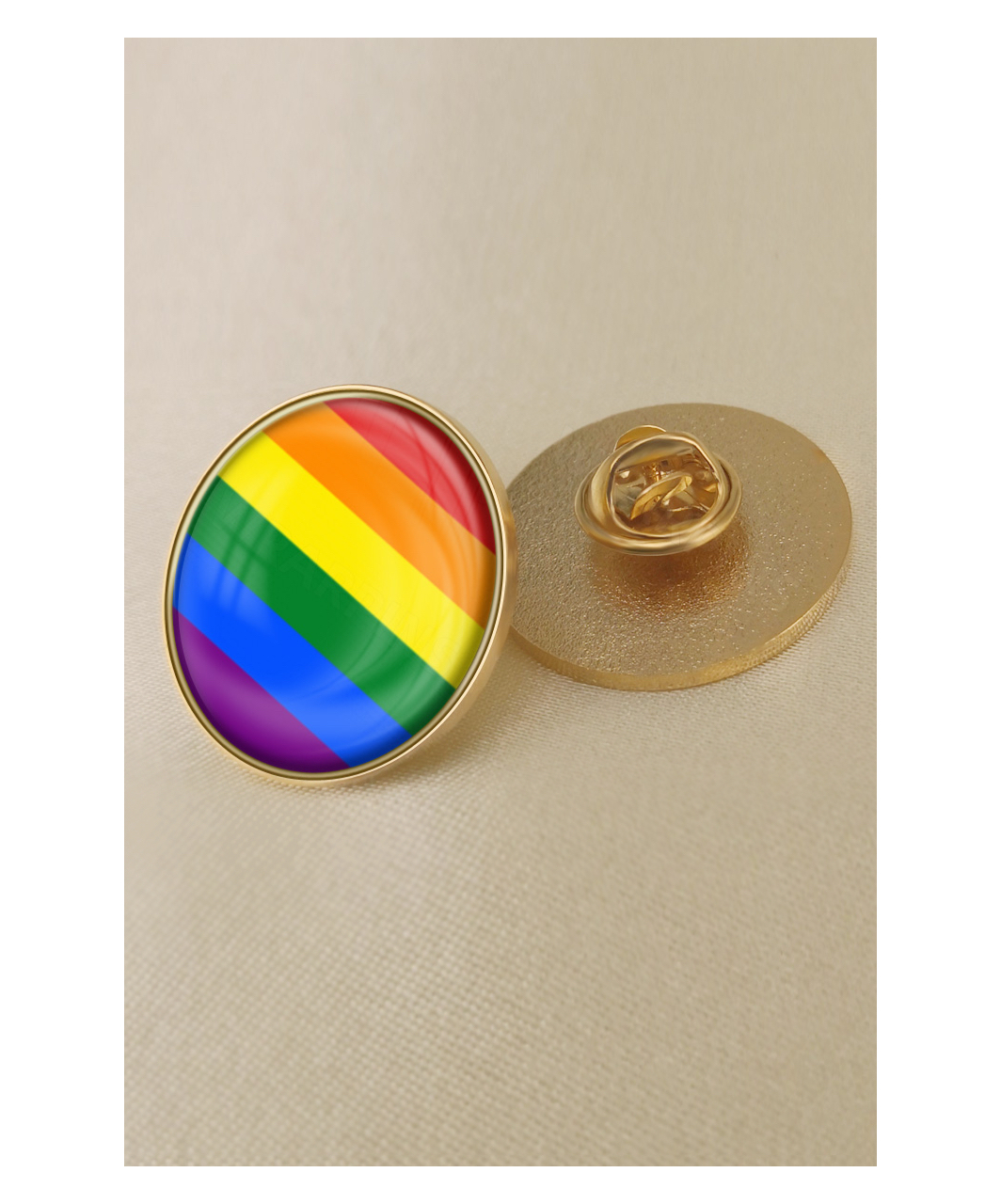 Rainbow Pride LGBT flag gloss enamel round lapel pin