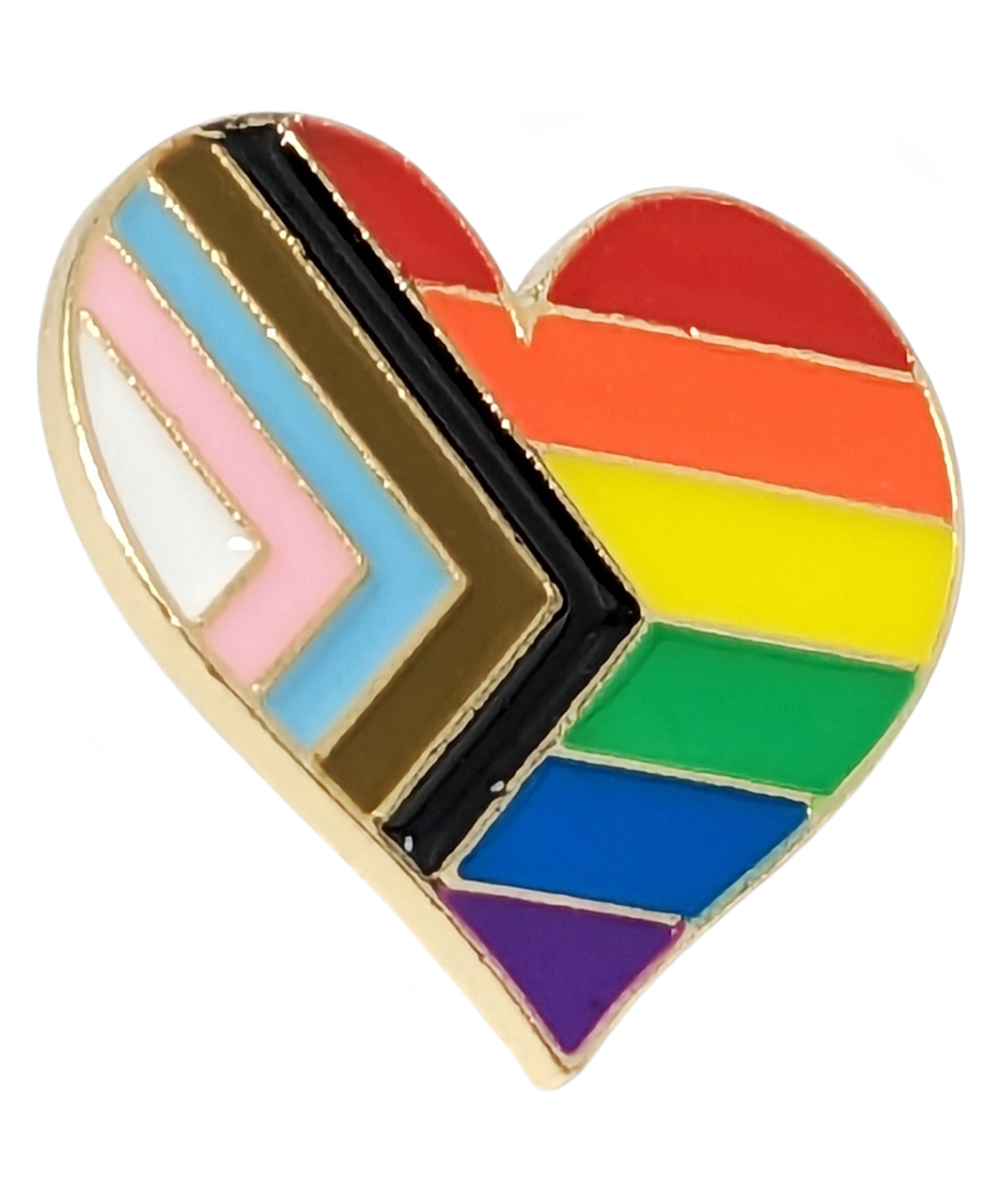 Rainbow Pride progress flag enamel lapel pin Heart