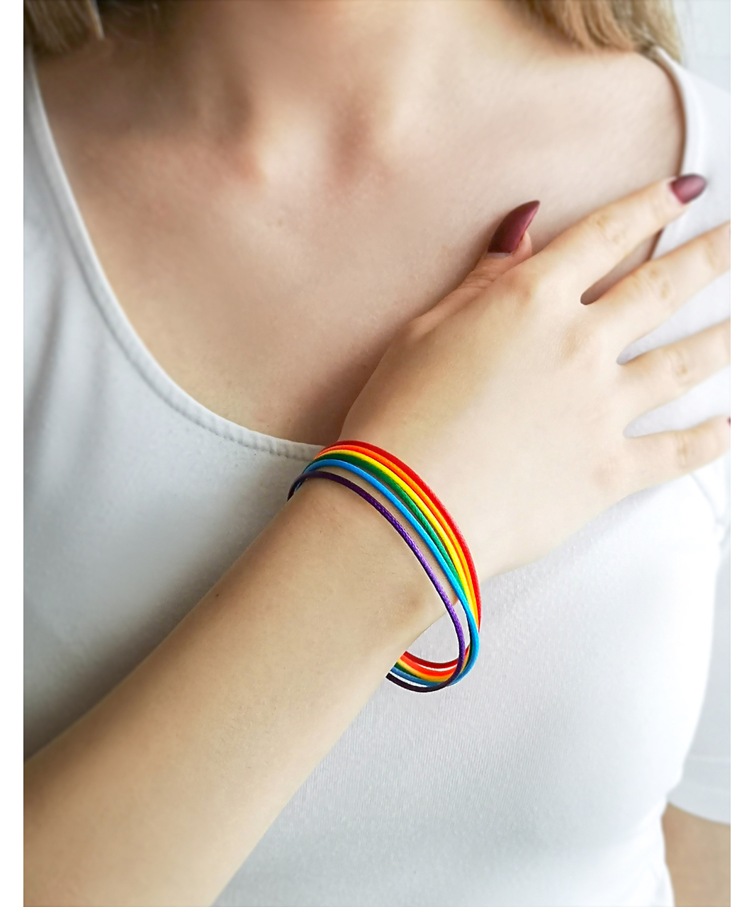 Rainbow Pride string bracelet